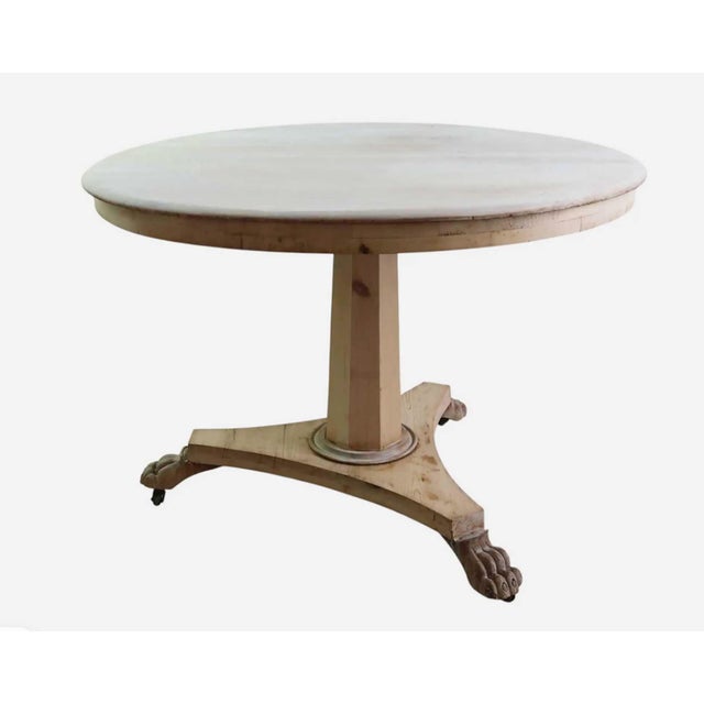 Antique English Palladian Round Bleached Table with Lions Paw Feet, 1835 For Sale - Image 9 of 9