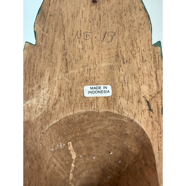 Vintage Indonesian Hand Carved Painted Wood Barong Garuda Mask For Sale - Image 12 of 12