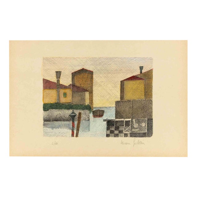 Alcione Gubellini, View of Venice, Etching, Mid-20th Century For Sale