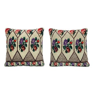 Striped Turkish Kilim Pillow Cover 20'' X 20'' - Set of Two For Sale