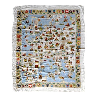 Mid-Century Monument Map of Europe Tablecloth For Sale
