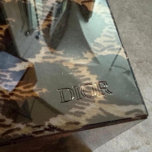 Two 1980s Mid-Century Modern Faux Leopard Lucite Containers Signed Dior Home For Sale - Image 9 of 9