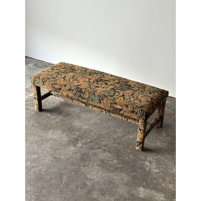 Fully-Upholstered Jacquard Tapestry Parsons Bench, 1980s For Sale - Image 11 of 16