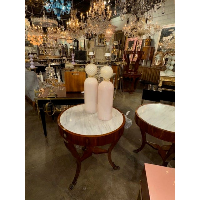 Early 21st Century Pair of Modern Pink and Gold Murano Glass Lamps For Sale - Image 5 of 6
