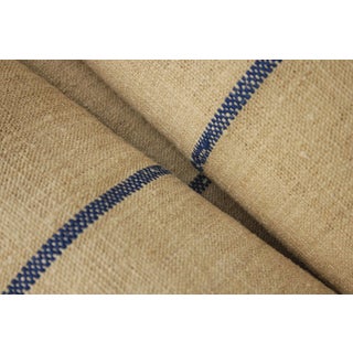 Grain Sack Fabric 24.5 Yards Bolt Blue Stripe Antique Homespun Linen Hemp For Upholstery Sewing Projects For Sale