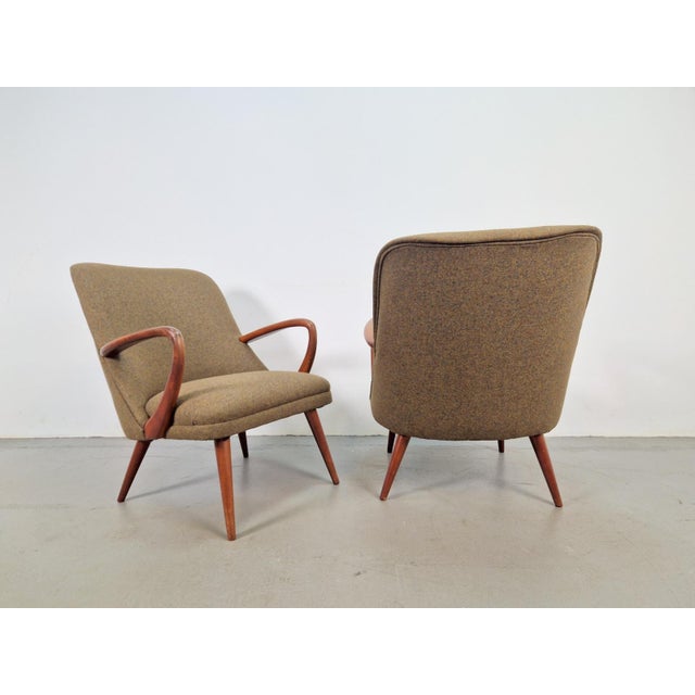 Wood Mid-Century Armchairs and Ottoman in Teak, 1960s, Set of 3 For Sale - Image 7 of 15