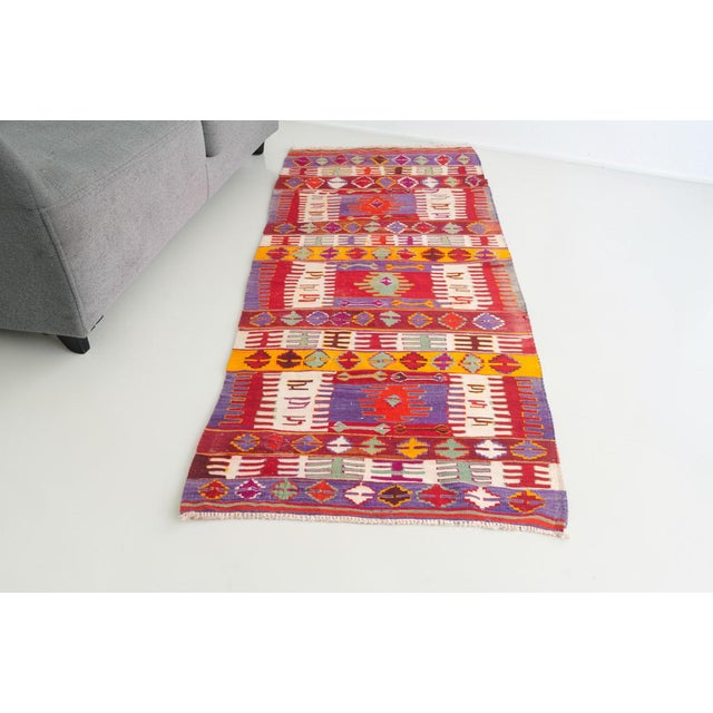 Textile Mid 20th Century Handwoven Multi-Panel Tribal Area Kilim For Sale - Image 7 of 10