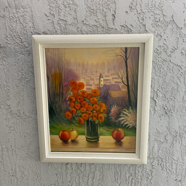 1970s Folk Art Still Life Painting Signed Ostrander, Framed For Sale - Image 10 of 10