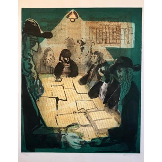 Lennart Rosensohn, Modernist Judaica Art Aquatint Etching Jewish Rabbi at Prayer Jerusalem Memories For Sale