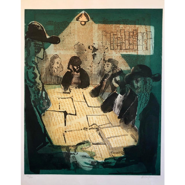 Lennart Rosensohn, Modernist Judaica Art Aquatint Etching Jewish Rabbi at Prayer Jerusalem Memories For Sale