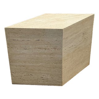 Vintage Italian Travertine Diamond Dining Table Pedestal For Sale