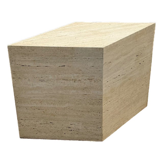 Vintage Italian Travertine Diamond Dining Table Pedestal For Sale