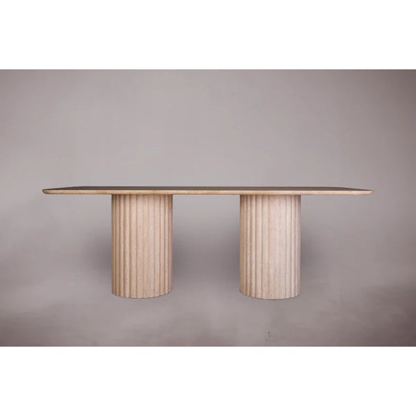 Modern Raye Travertine Dining Table 78" For Sale - Image 3 of 5