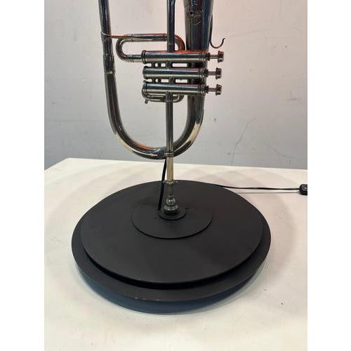 Vintage Trumpet Table Lamp with Orange Glass Globe For Sale - Image 4 of 6