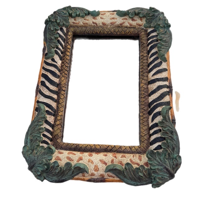 Late 20th Century Safari Animal Print With Faux Bamboo Accents Mirror For Sale In Columbia, SC - Image 6 of 6