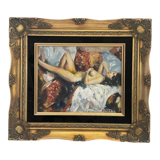 Mid 20th Century Randall Davey, Reclining Nude, Oil on Canvas, 8" X 10" For Sale