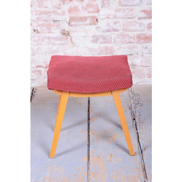 Mid-Century Modern Mid-Century Stool in Upholstery and Beech, Slovakia, 1960s For Sale - Image 3 of 8