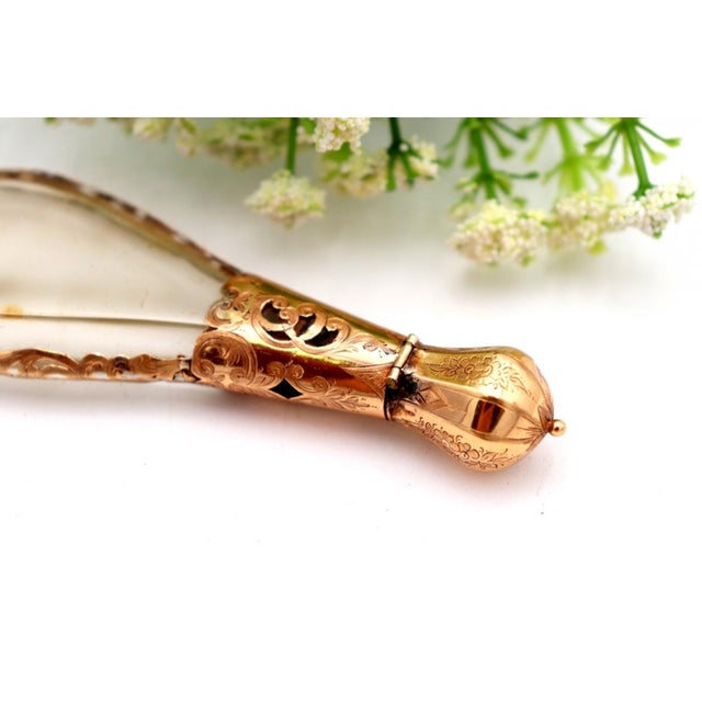 Glass Perfume Bottle with Gold Structure and Cutouts For Sale - Image 5 of 7