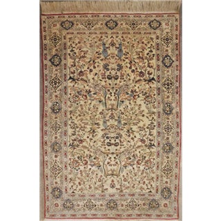 1960s Vintage Hand Knotted Persian Nain Rug - 3'10"x 5'9" For Sale