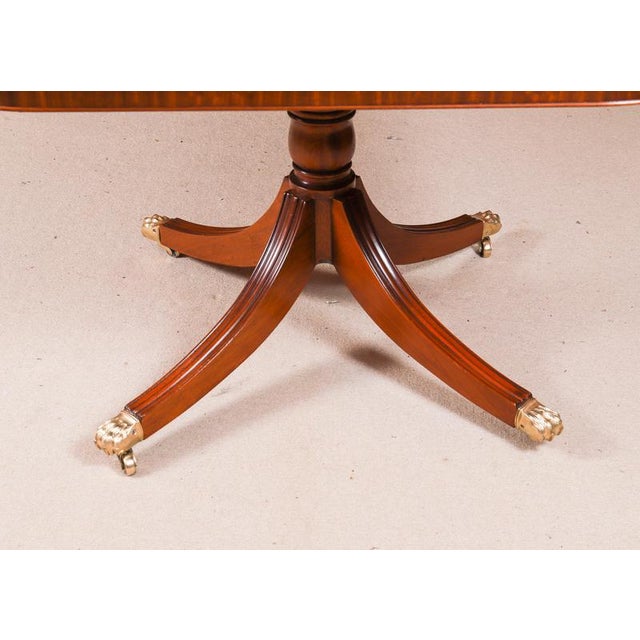 Vintage Regency Revival Twin Pillar Flame Mahogany Dining Table For Sale - Image 14 of 16