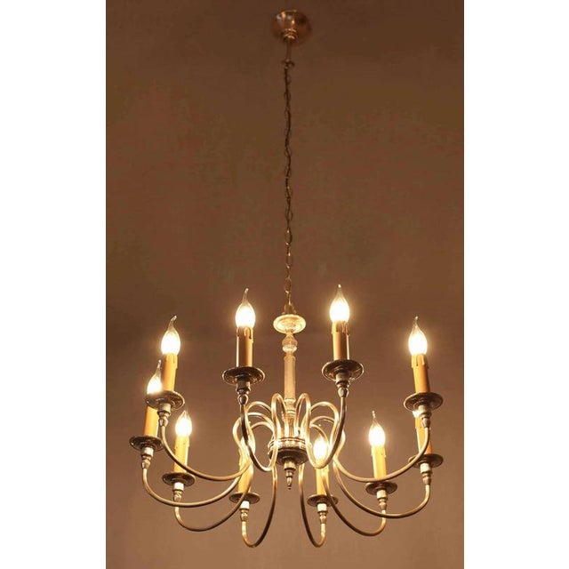 Mid-Century Silver Metal Chandelier, 1960s For Sale - Image 4 of 5