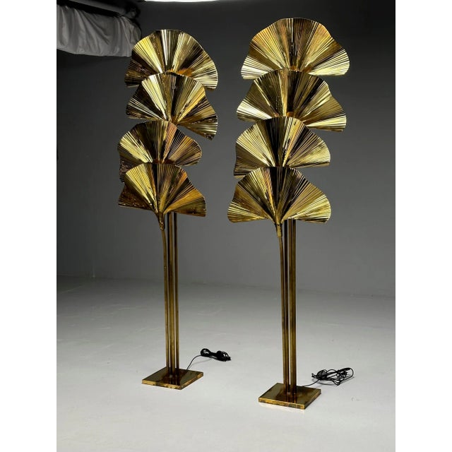 Carlo Giorgi, Bottega Gadda, Ginko Leaf Floor Lamps, Italy, 1970s For Sale - Image 10 of 12