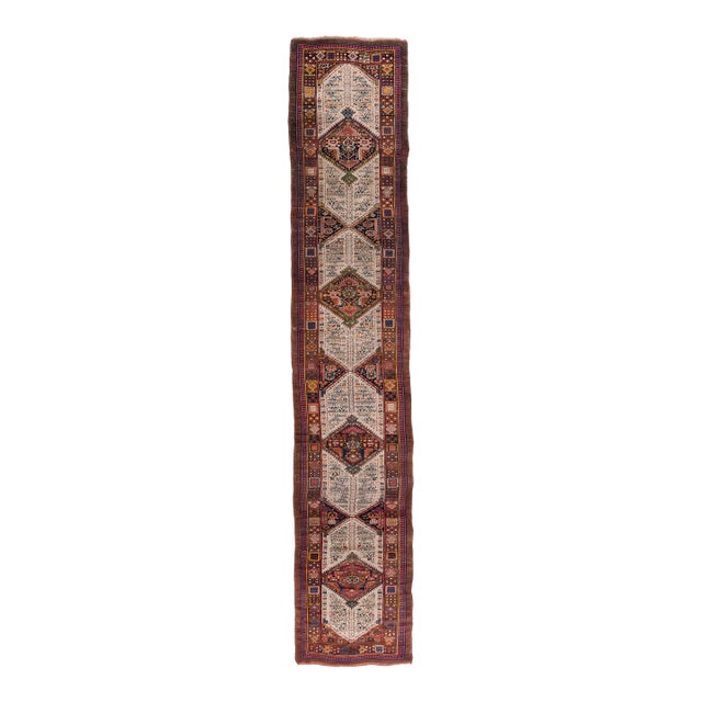 Antique Circa 1900 Oversize Brown Hand Knotted Wool Runner 4'1 X 22'3 For Sale