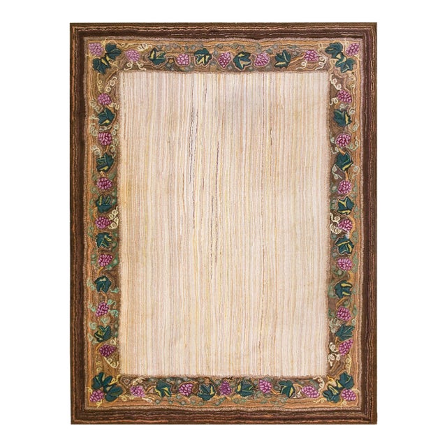 Antique American Hooked Rug 8' 8" x 11' 8" For Sale