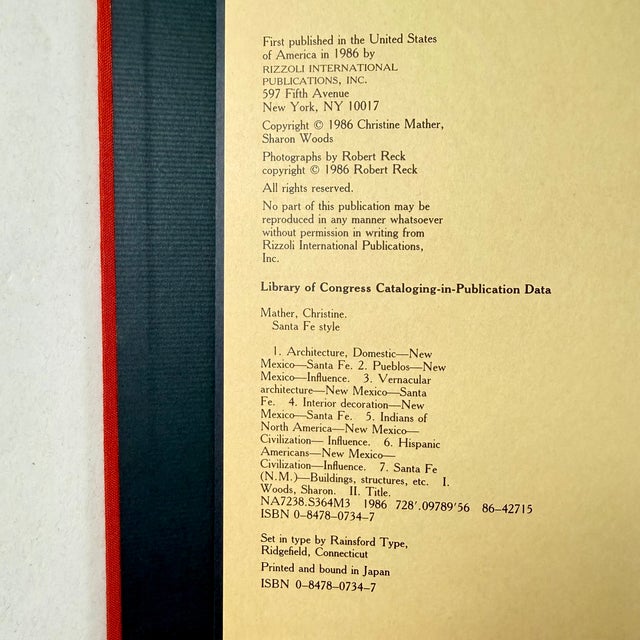 Santa Fe Style by Christine Mather, Rizzoli First Edition Hardbound Book 1986 For Sale - Image 9 of 9