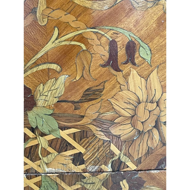 French Antique French Louis XVI Style Marquetry Semilune Commode For Sale - Image 3 of 6