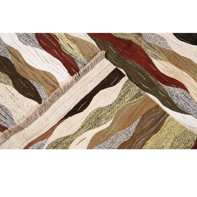 21st Century Modern Flatweave Wool Rug For Sale - Image 4 of 13