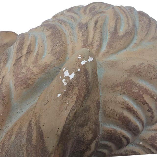 Vintage Ceramic Long-Haired Bunny Rabbit Figurine – Brown Lop Ear 15 Inch For Sale - Image 10 of 13