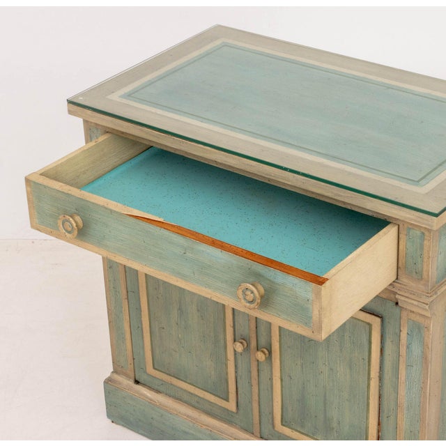 Turquoise French Provincial Style Painted Cabinets, Pair For Sale - Image 8 of 10