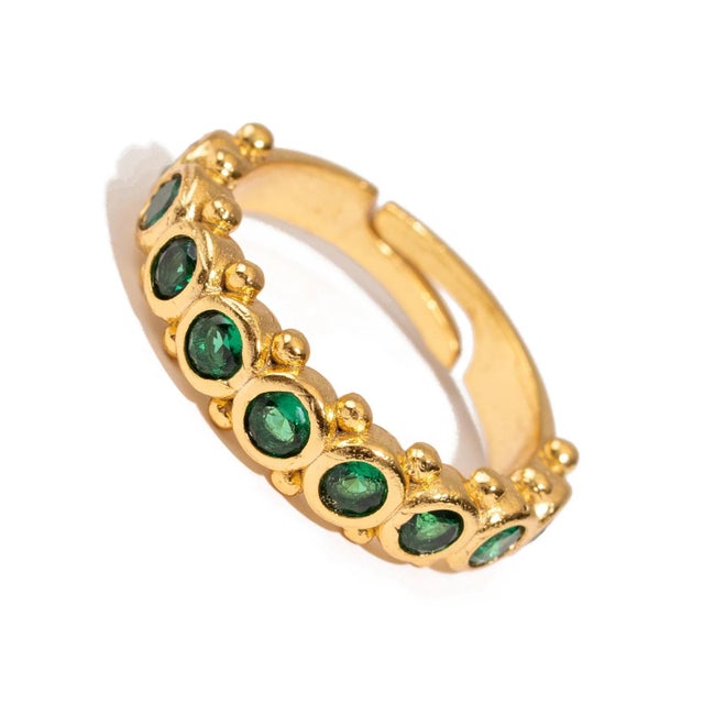 Contemporary Majestic Emerald Adjustable Gold Statement Ring, Size 8 For Sale - Image 3 of 9