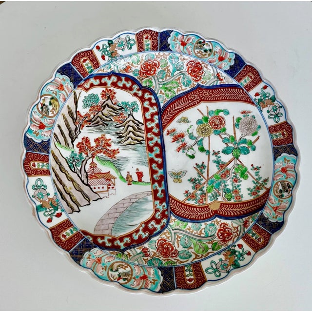 Large Japanese Imari Scallop Edge Porcelain Charger For Sale - Image 12 of 12