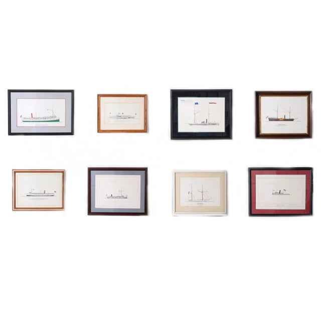 Marine Painting on Paper of a Great Lakes Steamship For Sale - Image 4 of 4