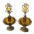 Hollywood Regency Amber Glass & Brass Perfume Bottles For Sale