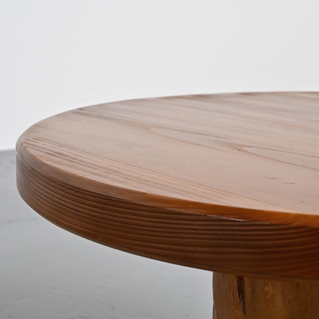 1960s Art Populaire Circular Wood Coffee Table, France, 1960s For Sale - Image 5 of 10