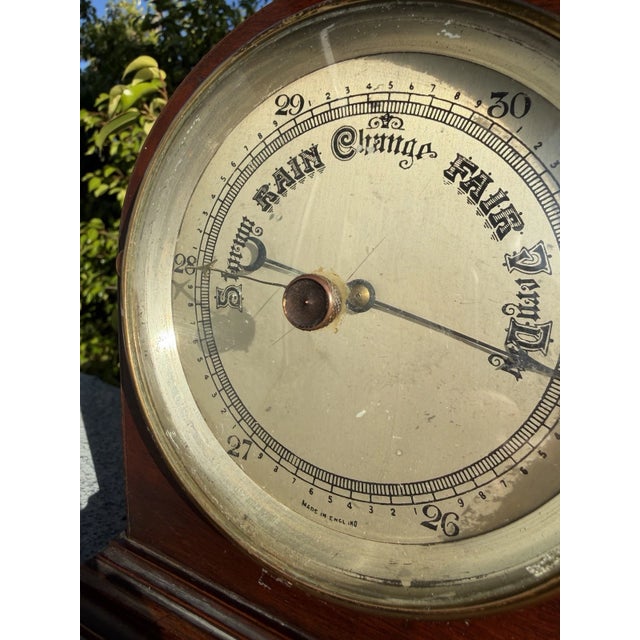 Antique Edwardian English Mantel Clock Barometer Duo For Sale - Image 13 of 13