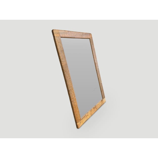 2010s Andrianna Shamaris Minimalist Hand Carved Teak Wood Mirror For Sale - Image 5 of 5