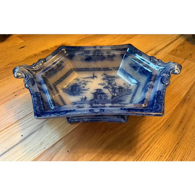 Antique Blue and White Pottery Server J. Clementson 19th Century English Ironstone Transferware For Sale - Image 16 of 18