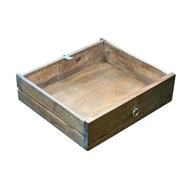 Oriental Simple Natural Wood Brown Drawer End Table Nightstand For Sale - Image 13 of 16
