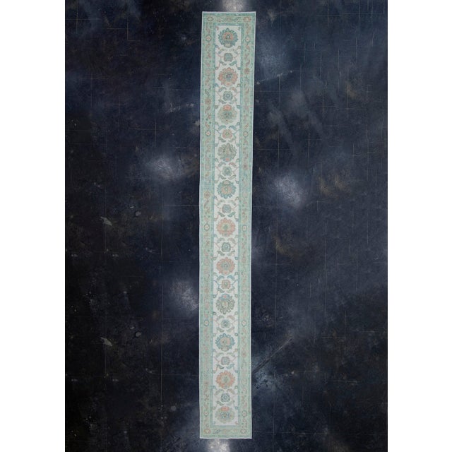 Green Turkish Oushak Runner Rug 2'9" x 22'4" #17477 For Sale - Image 8 of 8
