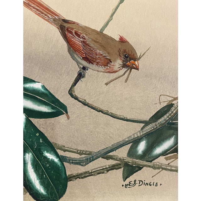 Traditional Edward Von Siebold Dingle Cardinal and Magnolia Painting For Sale - Image 3 of 6