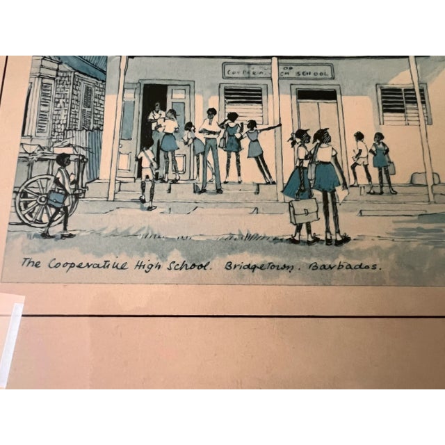 Jill Walker Barbados Prints – Set of 3 Framed Caribbean Street Scenes (17x14.5”) Speightstown, Bridgetown For Sale - Image 12 of 12