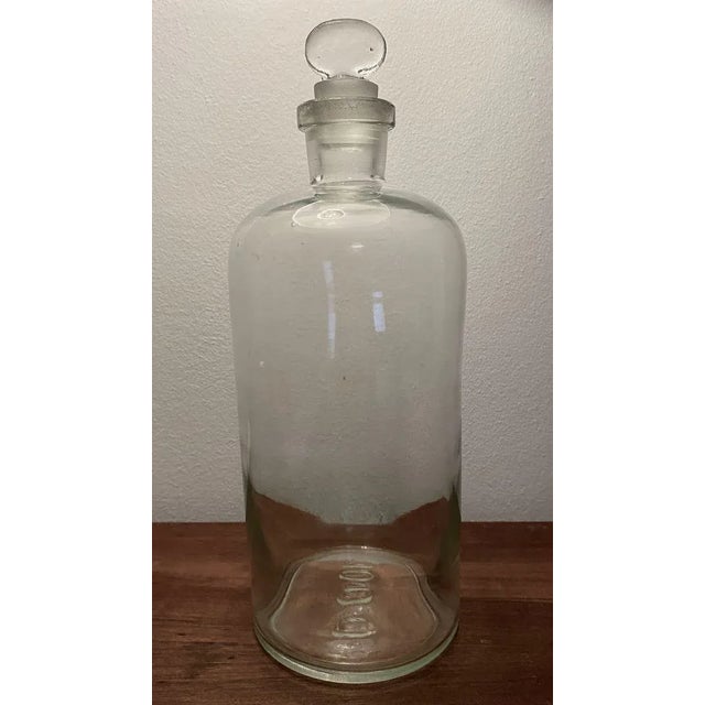 Glass Transparent Pharmacy Bottle, 1950s For Sale - Image 7 of 7