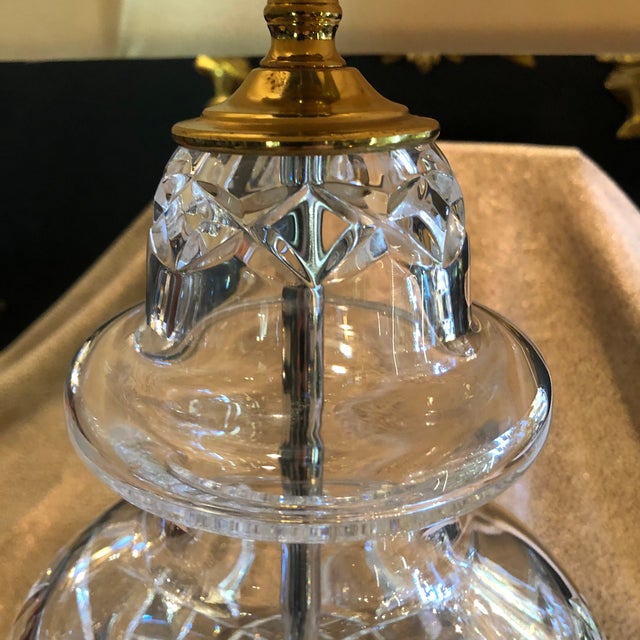 Vintage Waterford Clear Cut Glass Lismore Ginger Jar Table Lamp With