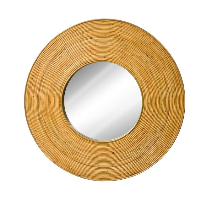 Contemporary Italian Circular Rattan Mirror For Sale - Image 9 of 9