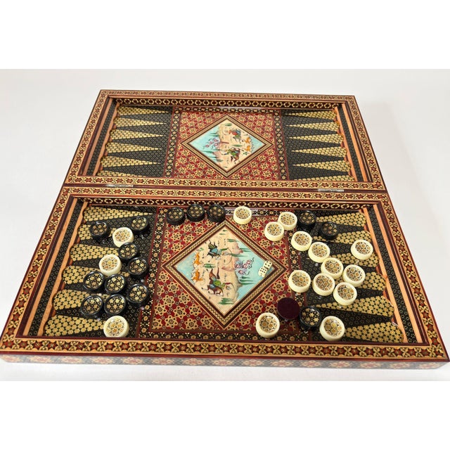 Persian Persian Khatamkari Backgammon and Chess Box For Sale - Image 3 of 18