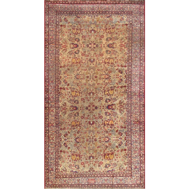 1910s Antique Kermanshah Beige/Beige Rectangular, 9' 9" X 18' 8" For Sale - Image 5 of 5